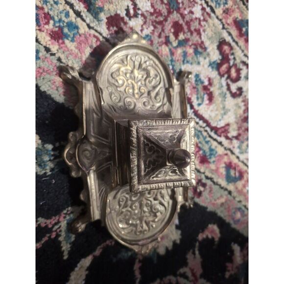 Vintage Ornate Solid Brass Ink Well Made In Japan - Picture 2 of 5
